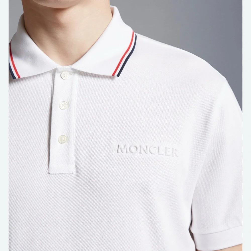 Moncler Classic White Polo with Logo - Picture 1 of 6